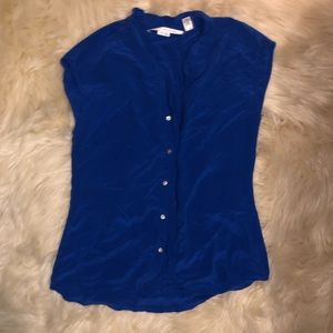 Max Studio SZ Large 100% Silk blue sleeveless top